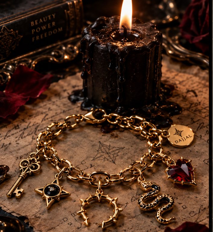The Keylet gold charm bracelet of keys and stars, concept render